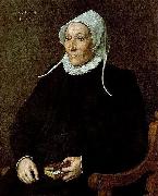 Cornelis Ketel Portrait of a Woman aged 56 in 1594 oil painting on canvas